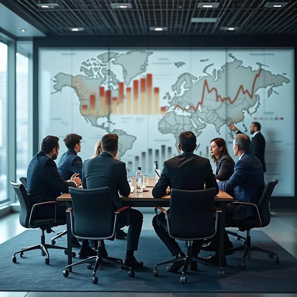 Equipo de consultores financieros en reunión estratégica